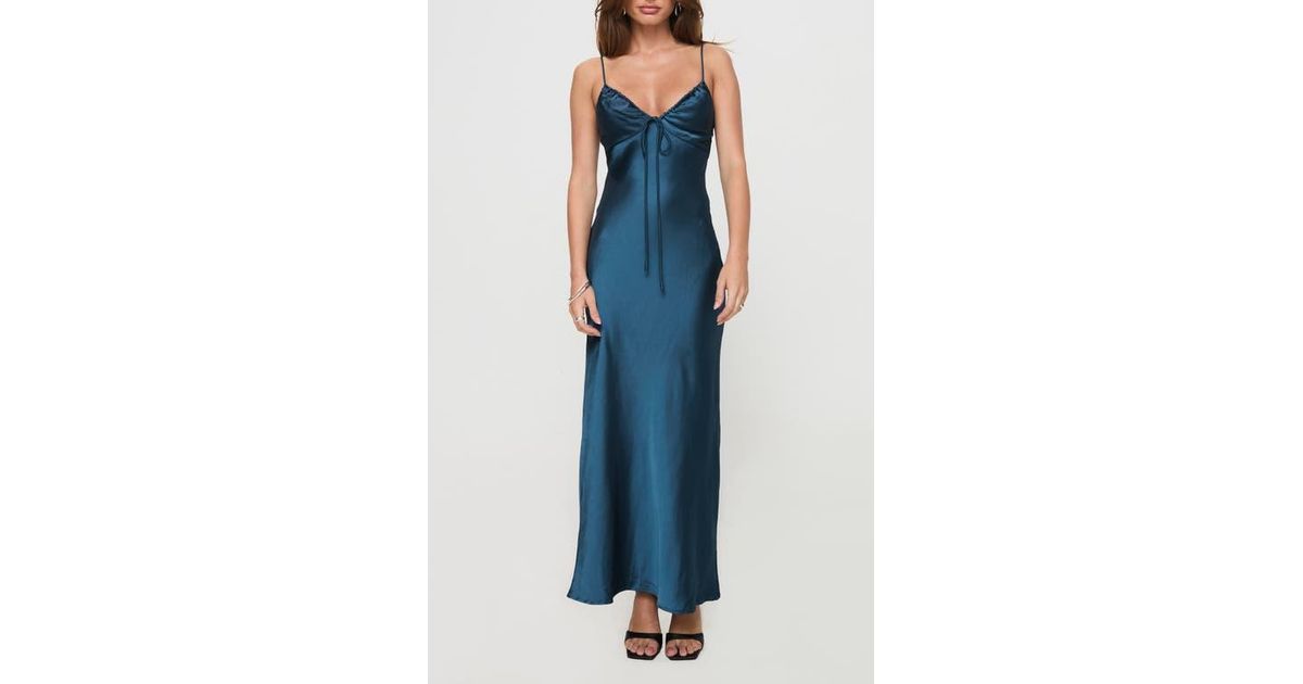 Princess Polly Maguire Satin Maxi Dress in Blue | Lyst