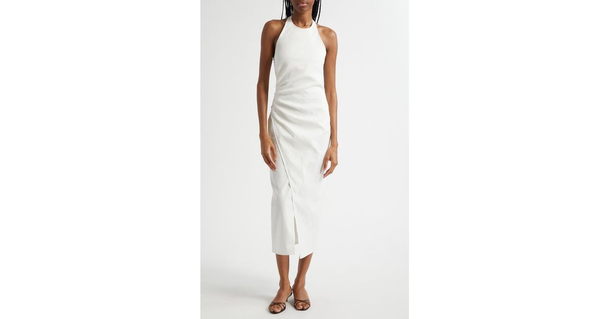 alc sylvie halter midi dress Sylvie Linen Midi Halter Dress