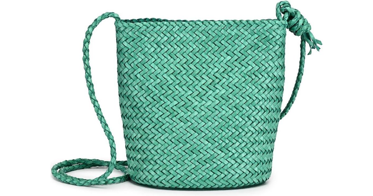 Woven Reed Backpack Old Trend Reed Genuine Leather Woven Barrel Crossbody Bag in Green | Lyst
