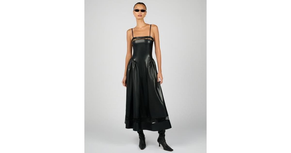 WeWoreWhat Lace Panel Corset Midi Dress in Black