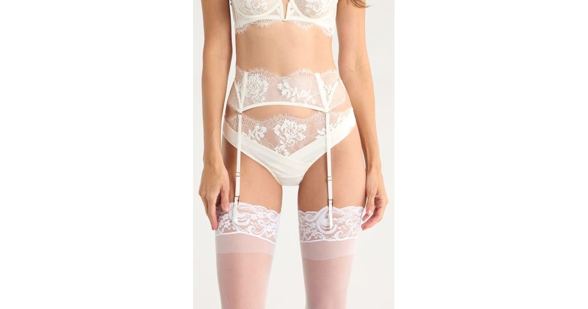 Hunkemöller Tiah Lace Garter Belt in White | Lyst