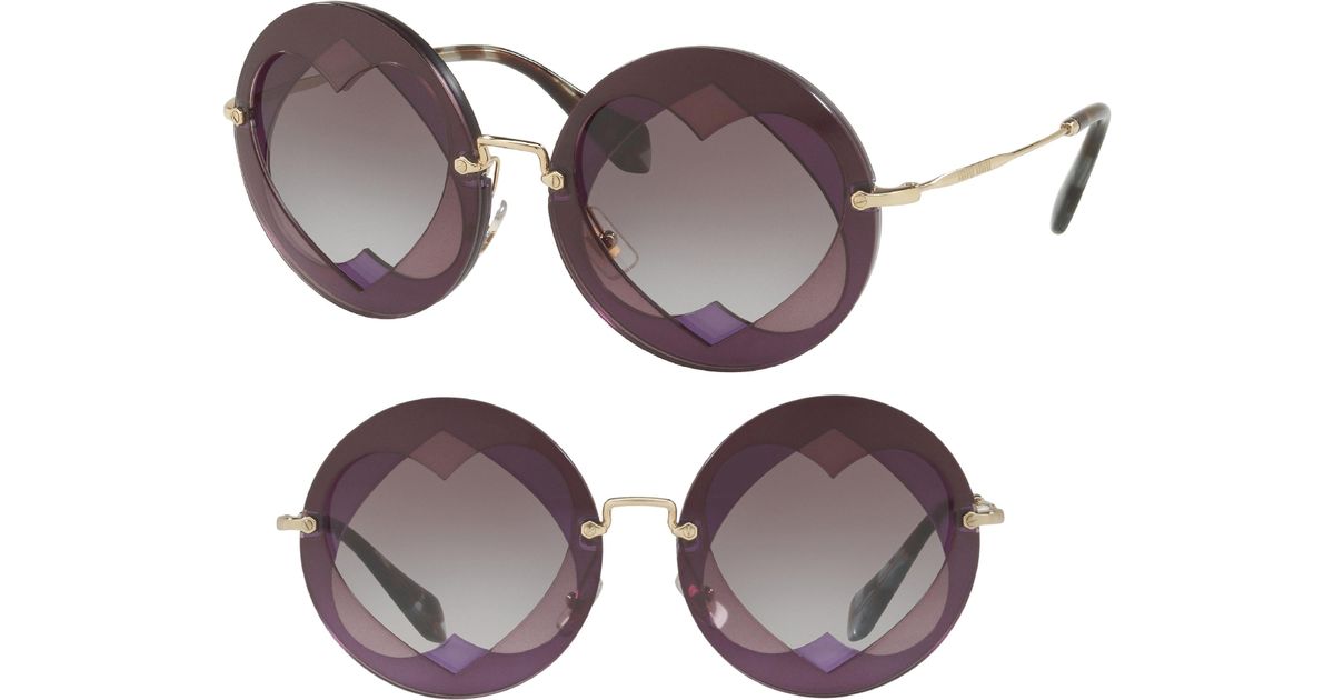Download Miu Miu 62mm Layered Heart Round Sunglasses - Violet ...