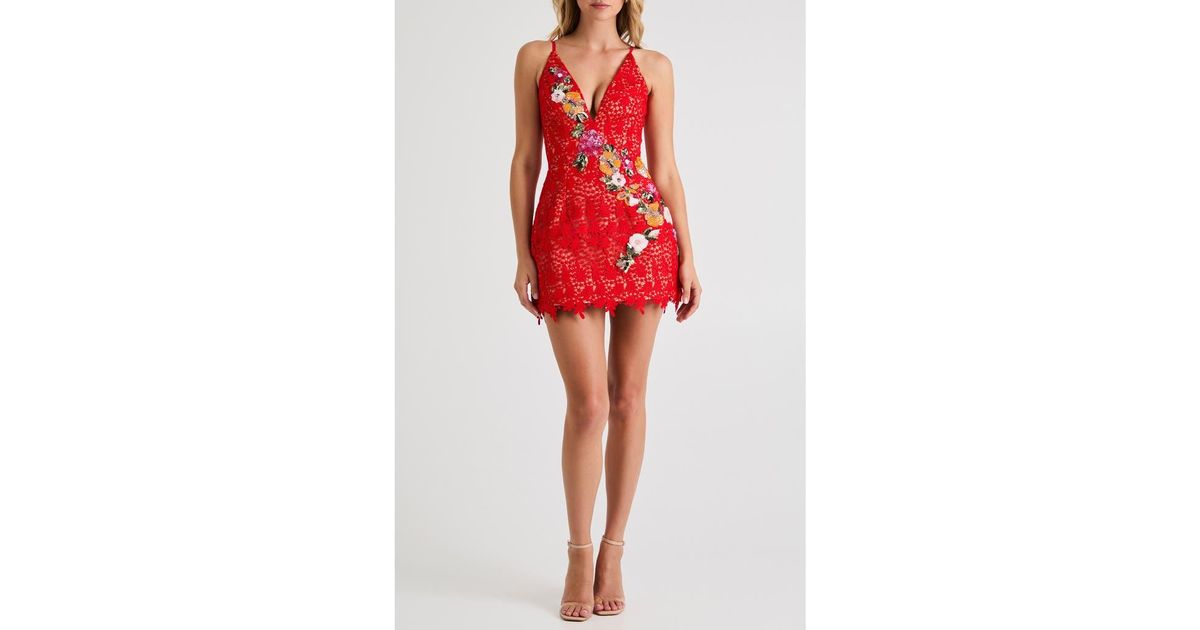 HELSI Chloe Sequin Lace Sleeveless Minidress in Red | Lyst HELSI Chloe Sequin Lace Sleeveless Minidress in Red | Lyst