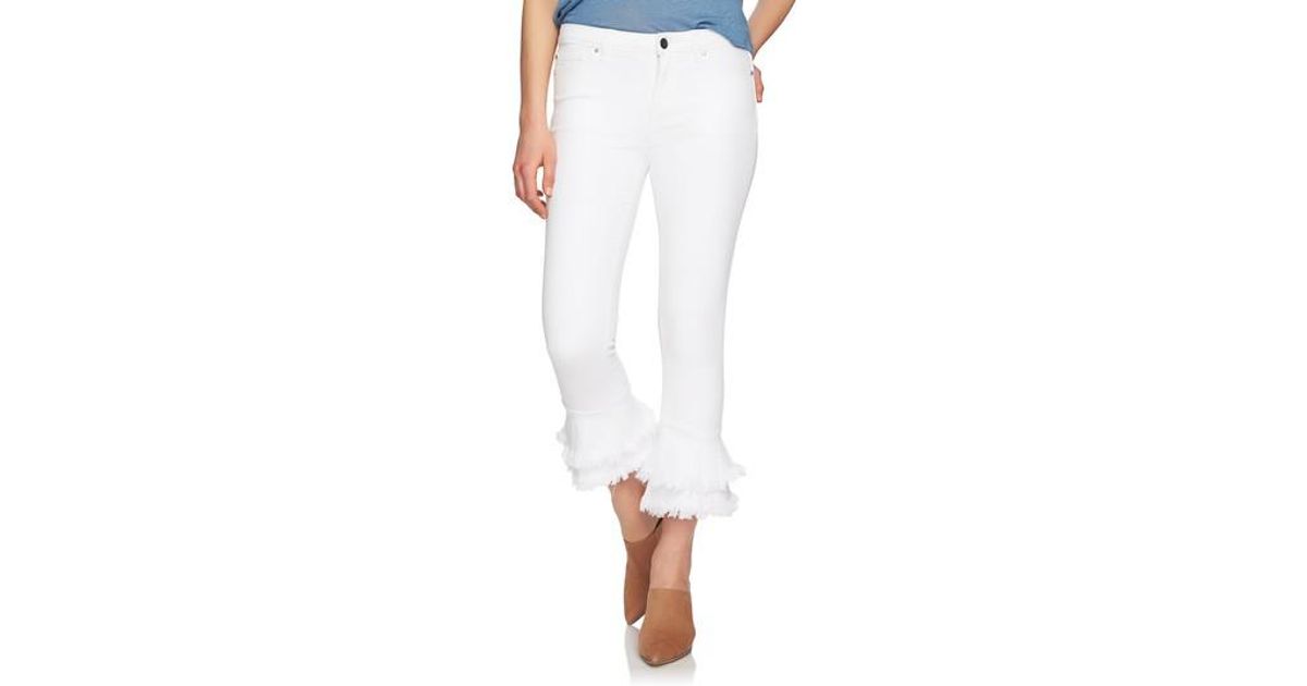 ruffle hem cropped jeans
