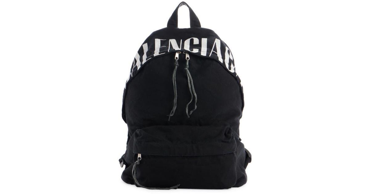 Balenciaga Editor Washed Cotton Canvas & Leather Backpack in Black 