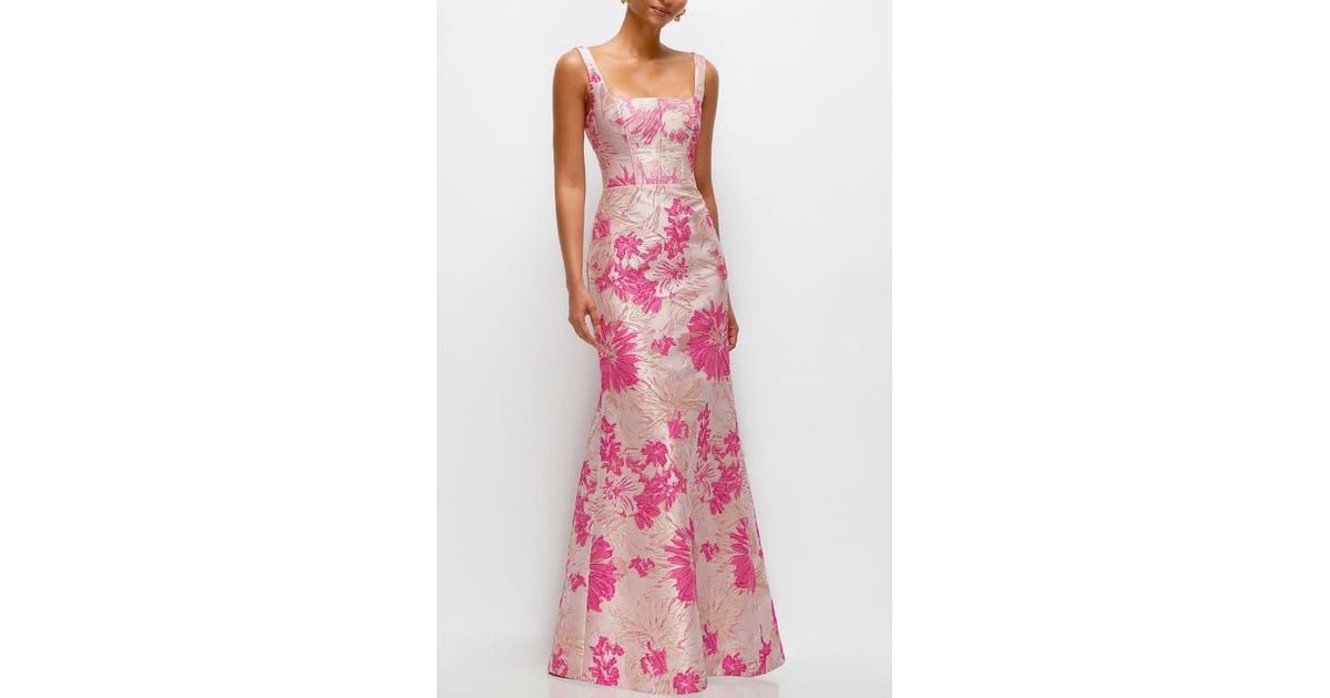 Dessy Collection Hibiscus Square Neck Trumpet Gown in Pink Lyst