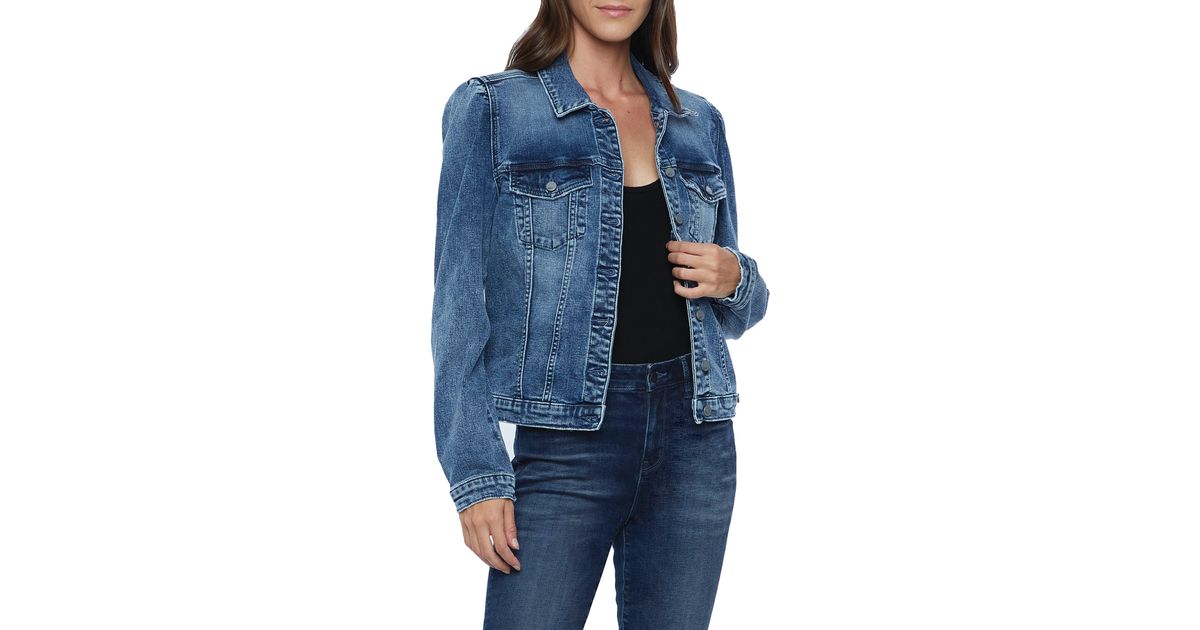 Wash Lab Denim Wash Lab Puff Sleeve Denim Jacket in Blue Lyst