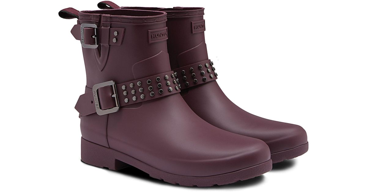 hunter refined stud waterproof biker boot