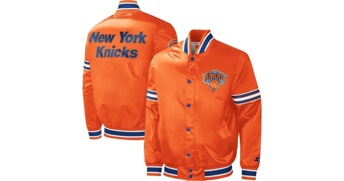 Starter New York Knicks Slider Satin Full-snap Varsity Jacket At ...