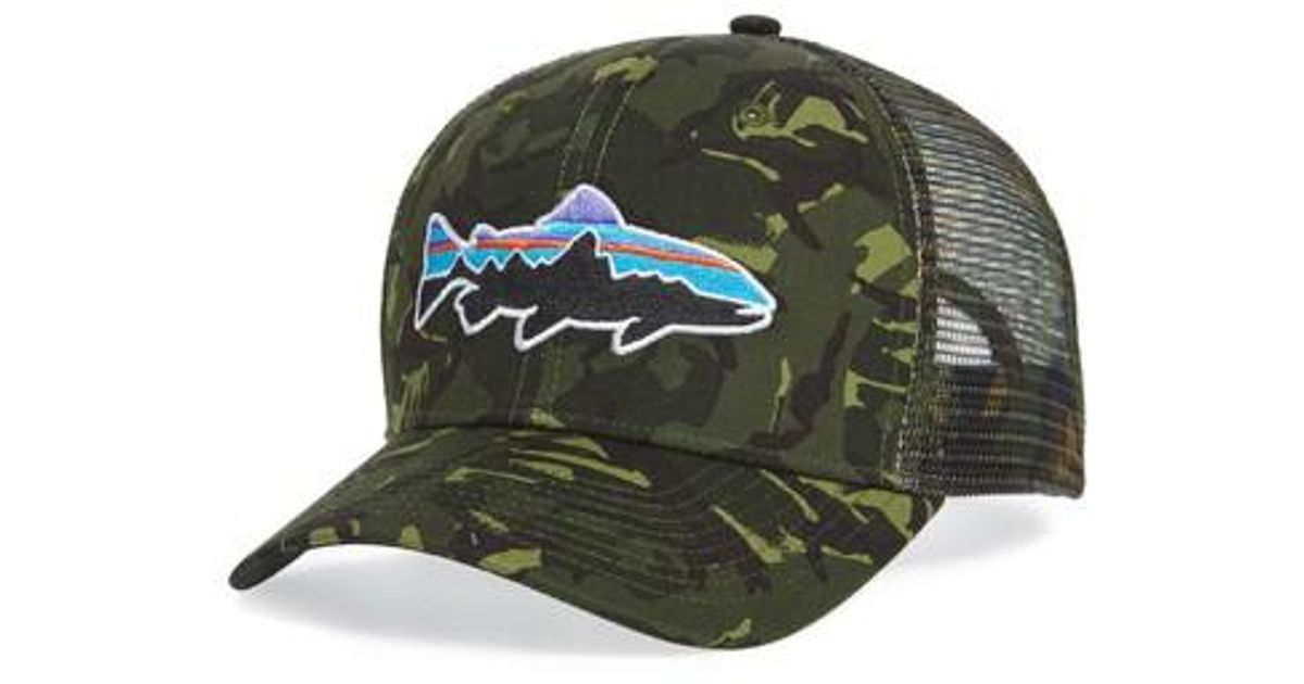 patagonia fitz roy trout trucker hat camo
