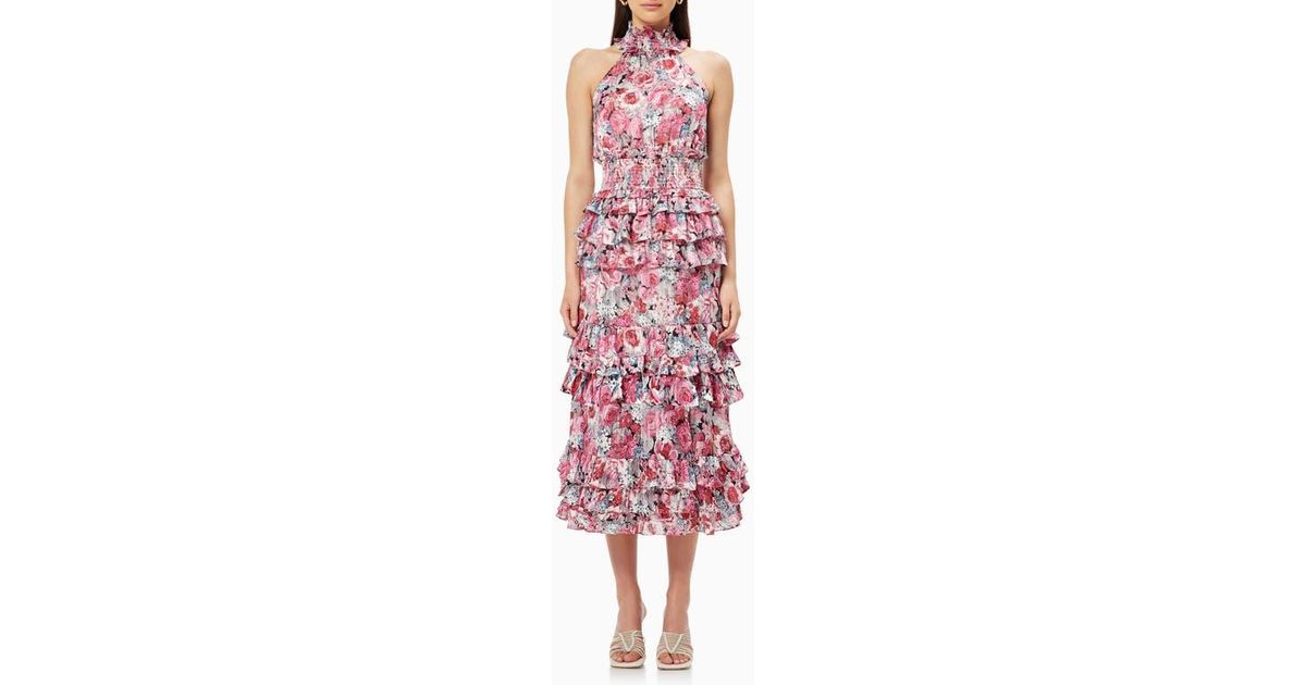 Elliatt Dunmore Floral Tiered Georgette Cocktail Dress | Lyst