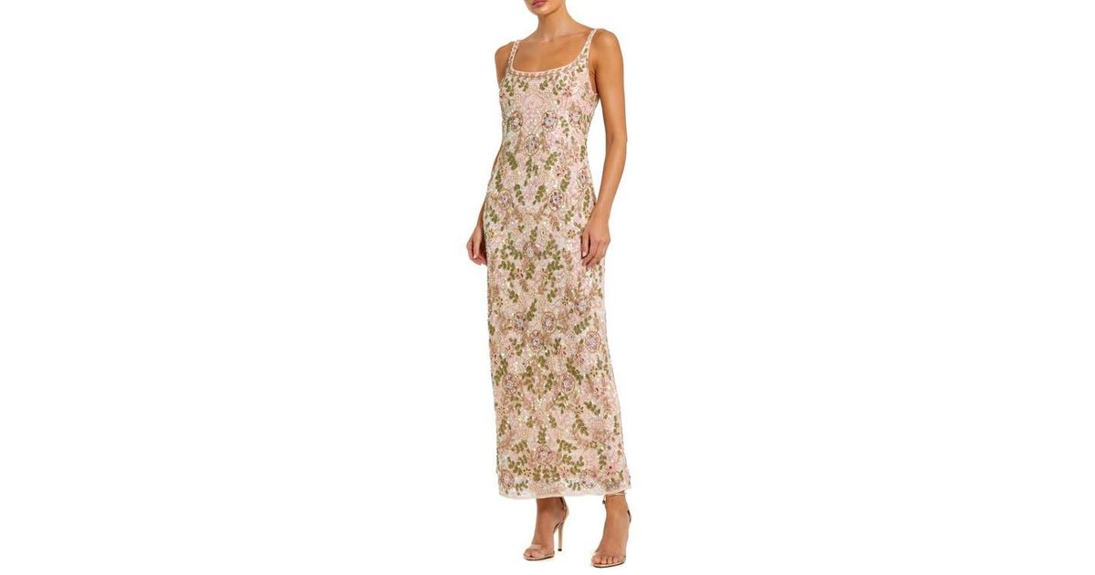 knee length dresses for ladies Nude Floral Applique Sleeveless Midi Dress