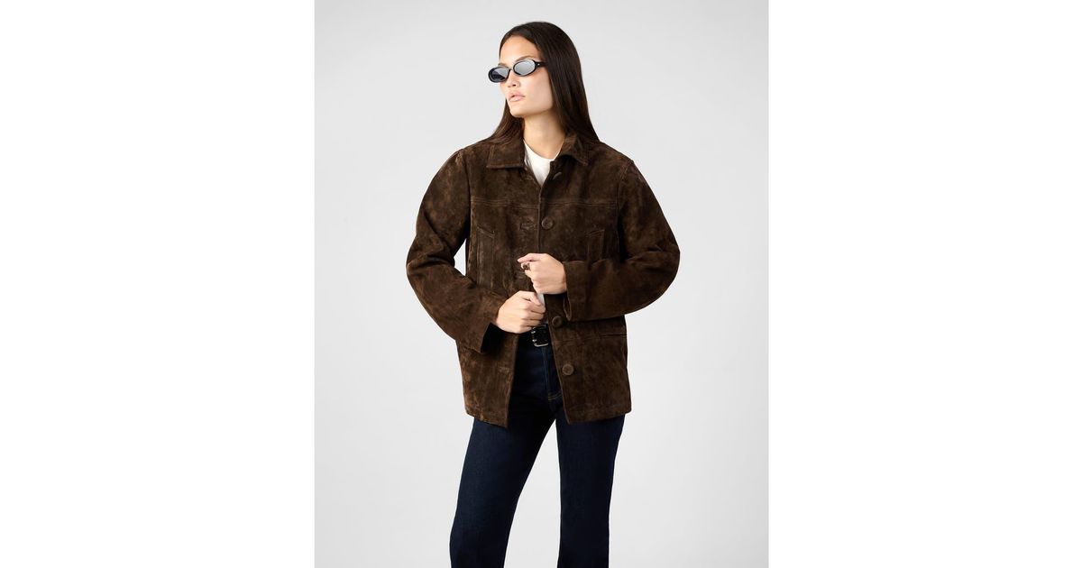 WeWoreWhat Premium Suede Button Front Jacket in Black | Lyst