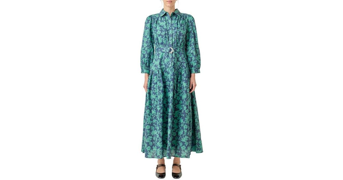 chinese dress ladies Puff Short Sleeve Square Neck Midi Dress – English Factory main image 0