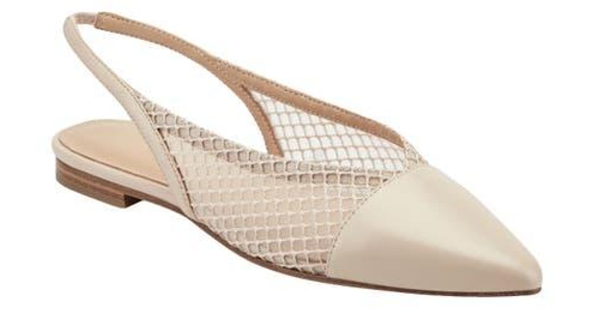 Marc Fisher Davin Pointed Toe Slingback Flat in Natural | Lyst