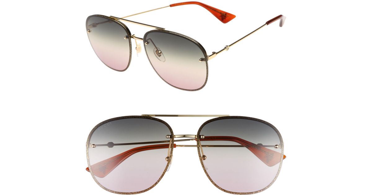 Gucci 62mm Oversize Aviator Sunglasses 