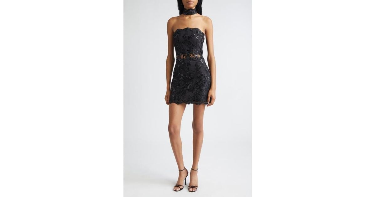 alice and olivia black lace dress + Georgie Embellished Mini in Ebay