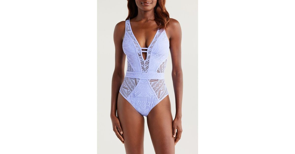 Becca Women's Mosaic Show & Tell One Piece Swimsuit Purple