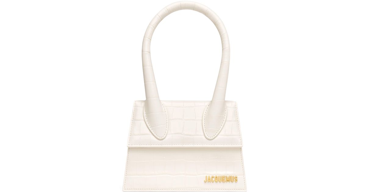 Jacquemus Le Chiquito Moyen Croc Embossed Leather Bag in White Lyst