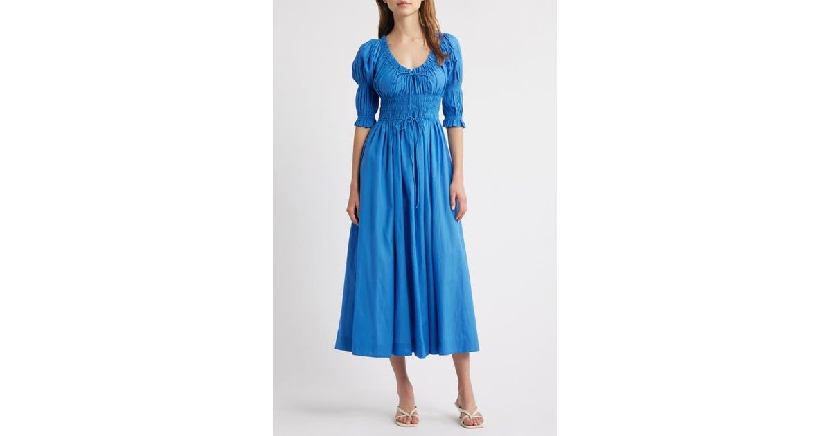 Doen Ischia Shirred Maxi Dress in Blue | Lyst Doen Ischia Shirred Maxi Dress in Blue | Lyst