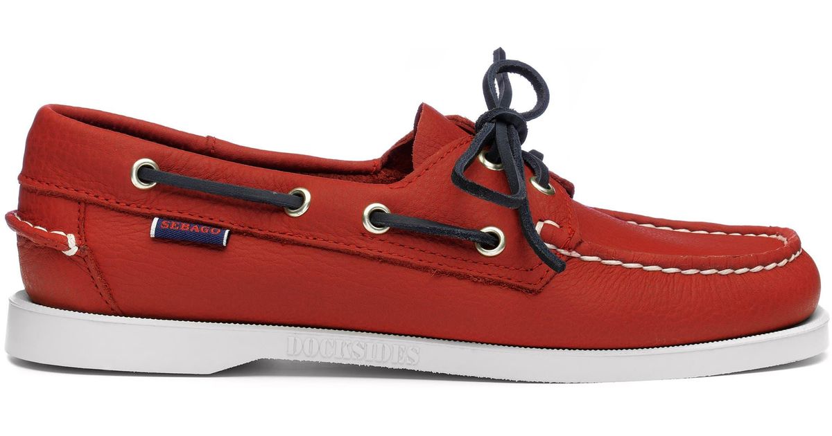 Sebago Portland Fisher Boat Shoe in Red | Lyst
