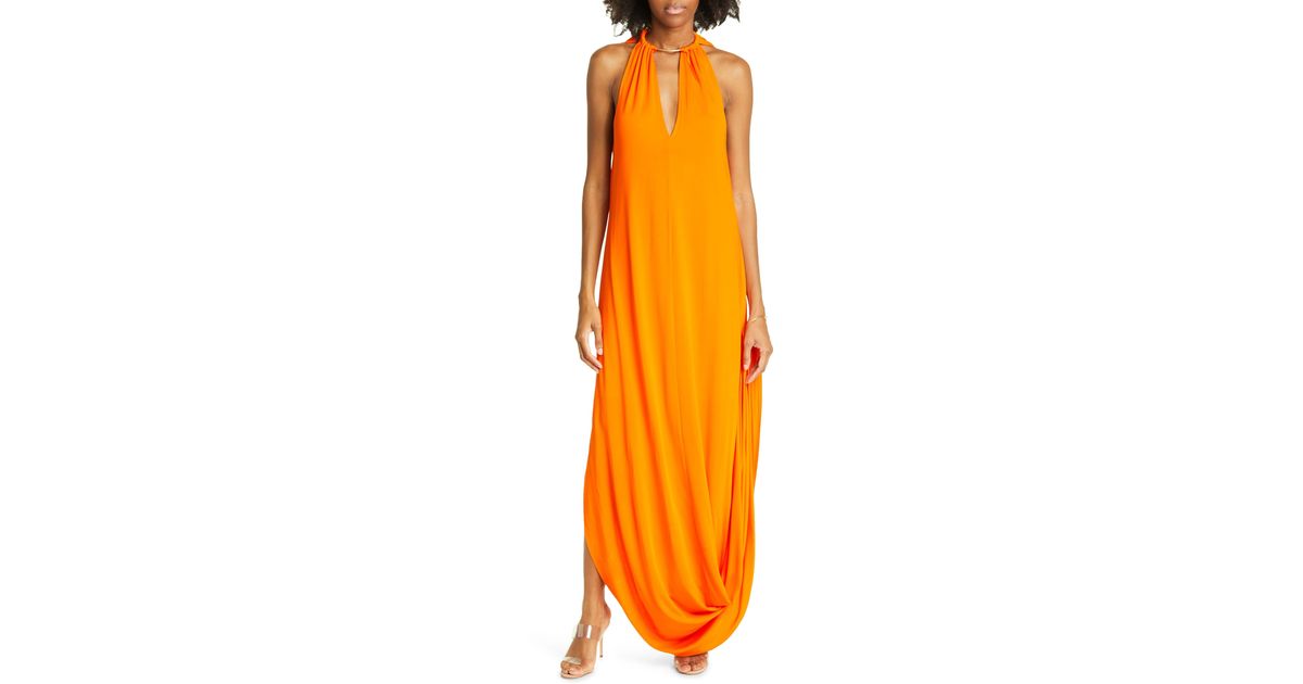 Cult Gaia Luna Keyhole Neck Gown in Orange | Lyst