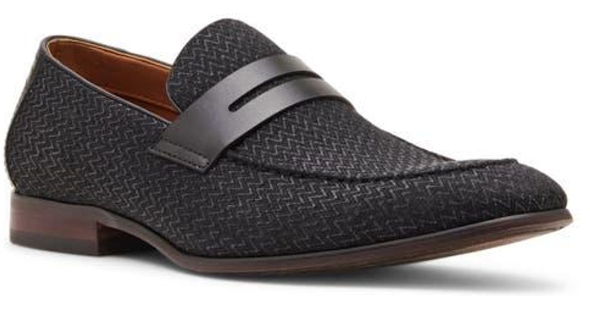 Steve Madden Jules Herringbone Penny Loafer in Black for Men 