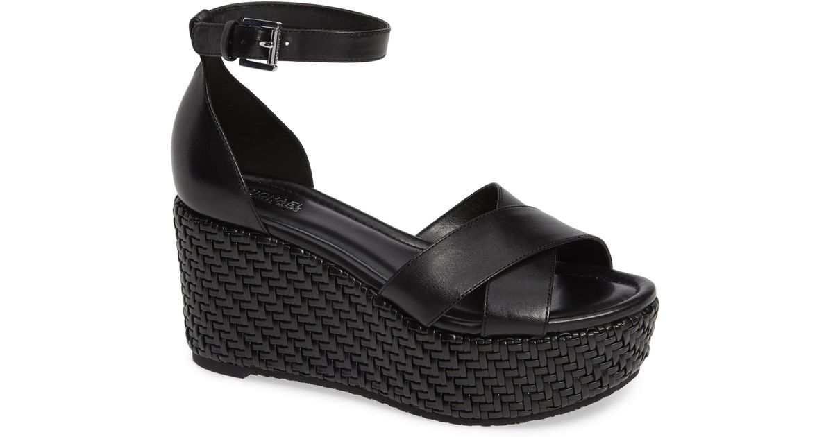 MICHAEL Michael Kors Desiree Basket Weave Wedge in Black Lyst