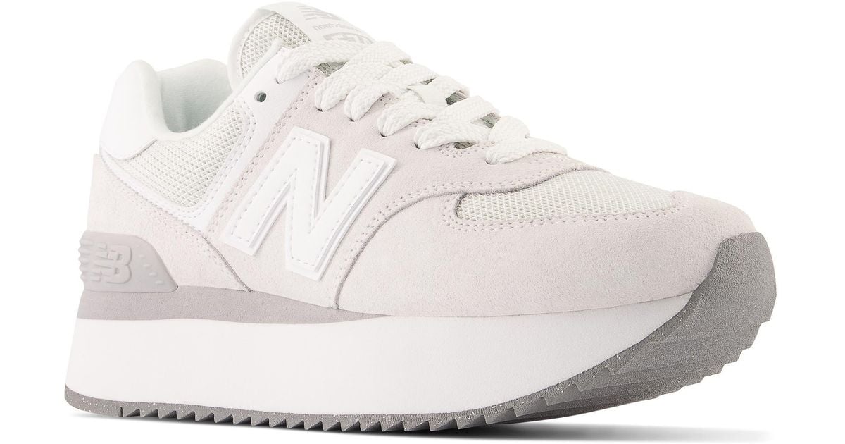 New Balance 574+ Platform Sneaker in White | Lyst