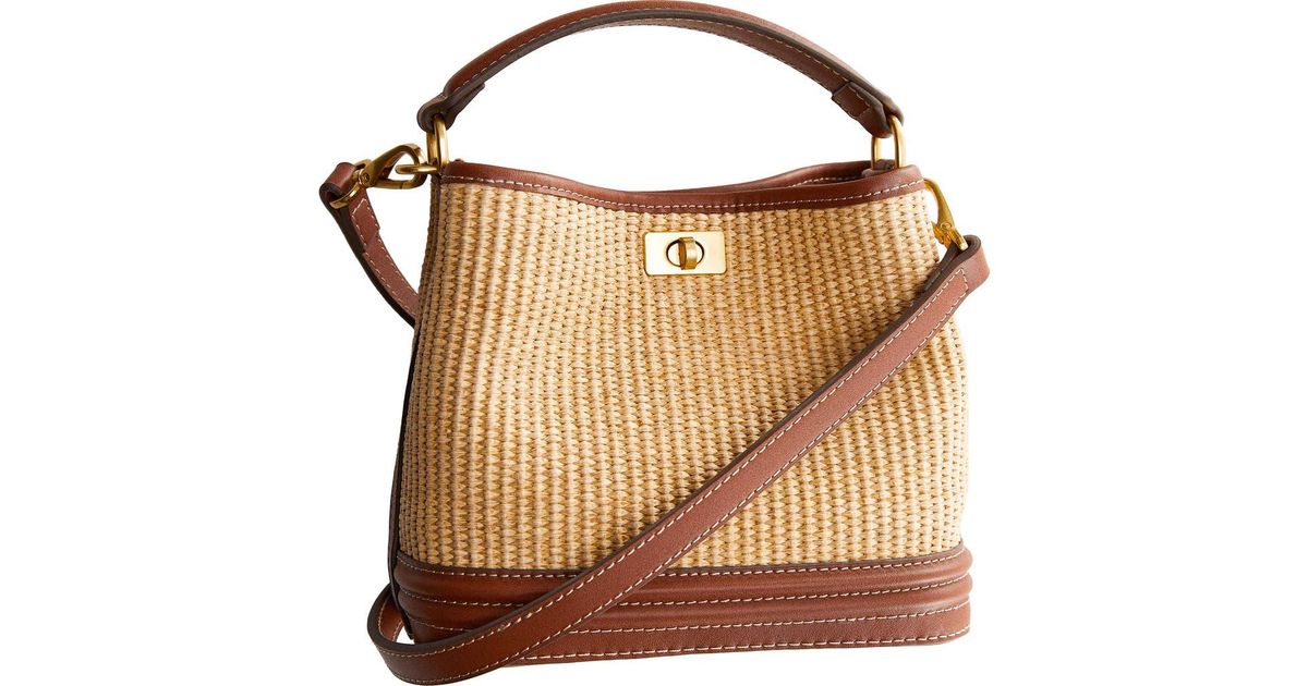 Mango Raffia Effect Bucket Bag in Brown Lyst