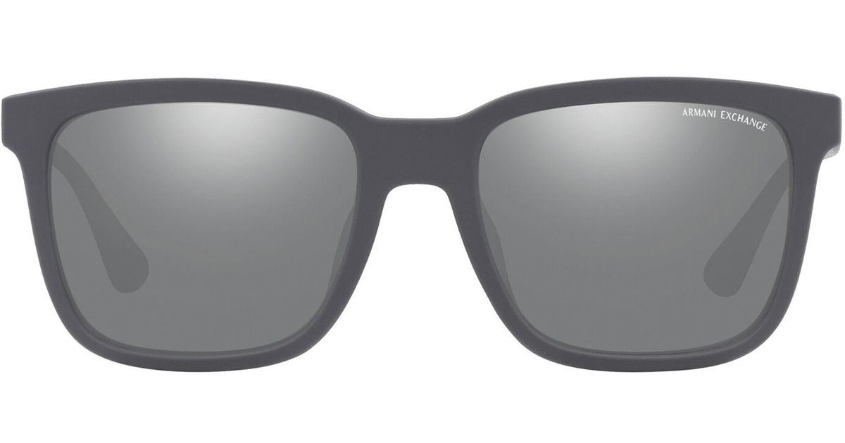 Armani Exchange 55mm Mirrored Polarized Rectangular Sunglasses in Gray