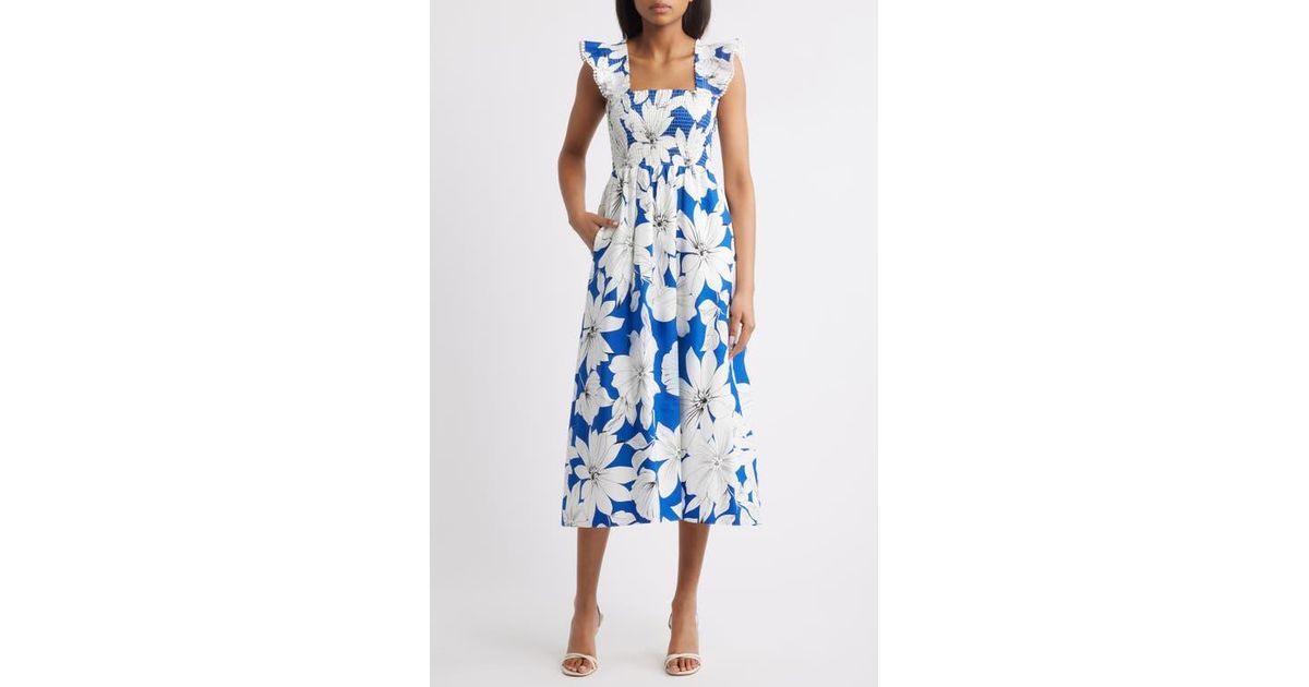 Anne Klein Smocked Ruffle Sundress in Blue | Lyst Anne Klein Smocked Ruffle Sundress in Blue | Lyst