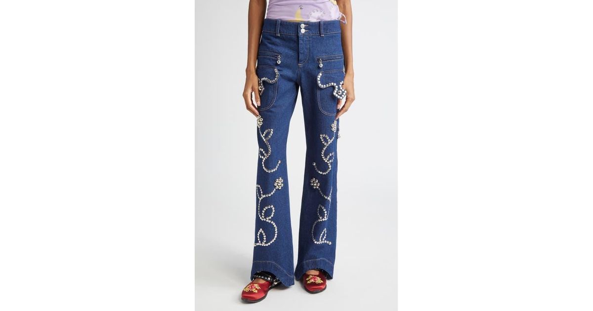 Chopova Lowena Moppy Charm Wide Leg Jeans in Blue | Lyst