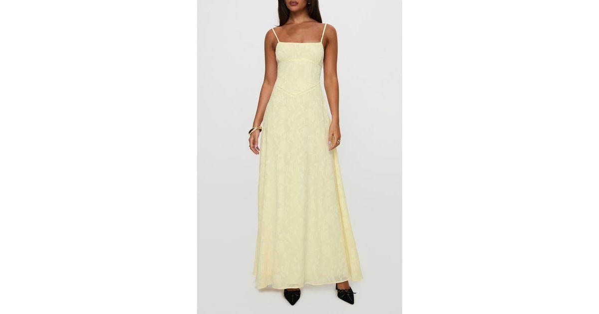 Princess Polly South Of France Floral Embroidered Sleeveless Gown in Yellow  | Lyst