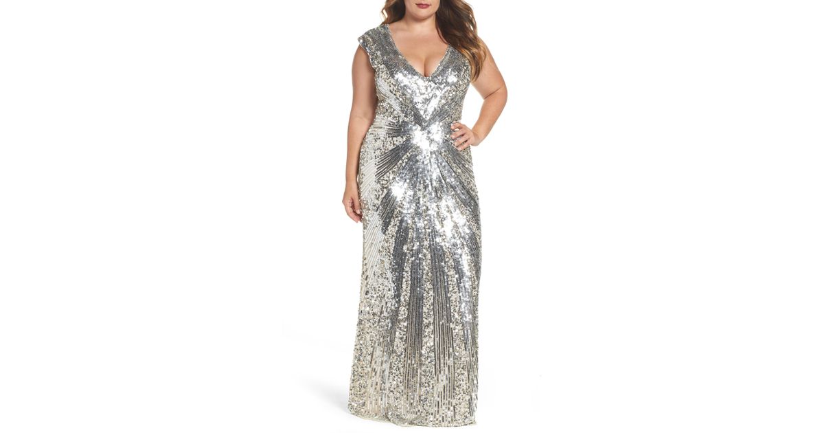 mac duggal blue sequin gown