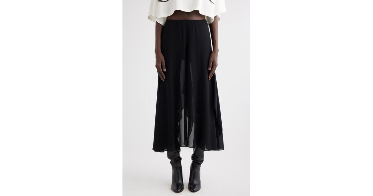 Chloé Sheer Silk Georgette Maxi Skirt in Black | Lyst
