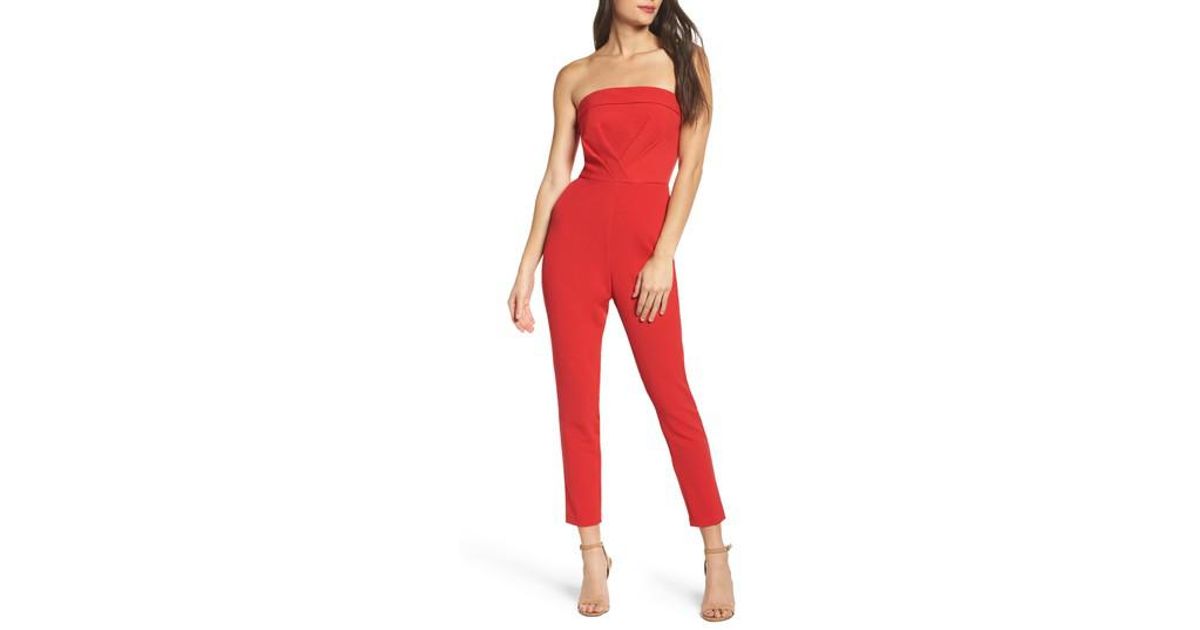 adelyn rae strapless slim leg jumpsuit