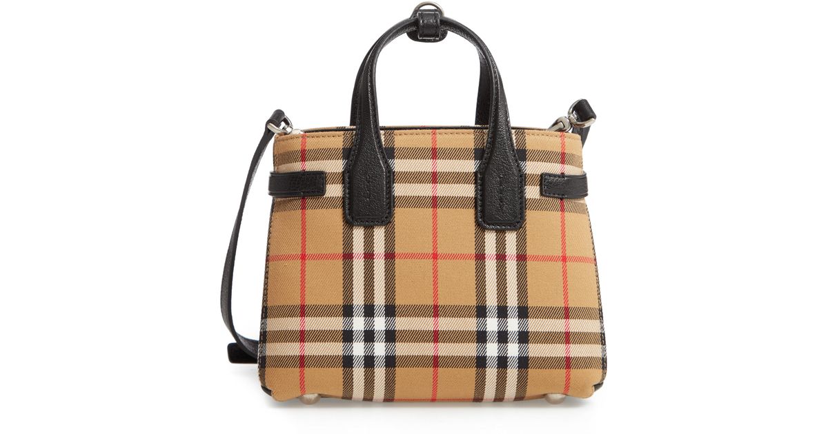 Burberry The Baby Banner In Vintage Check And Leather - Save 57% - Lyst