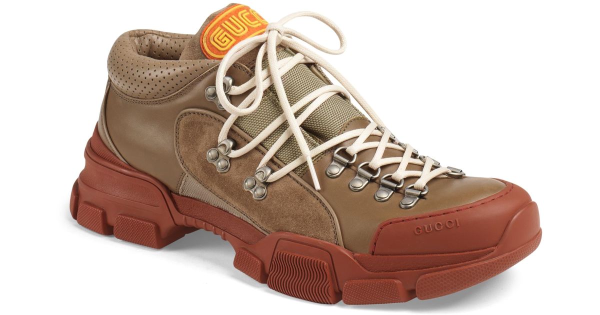Gucci Leather & Original Gg Trekking Boot in Beige (Natural) for Men Lyst