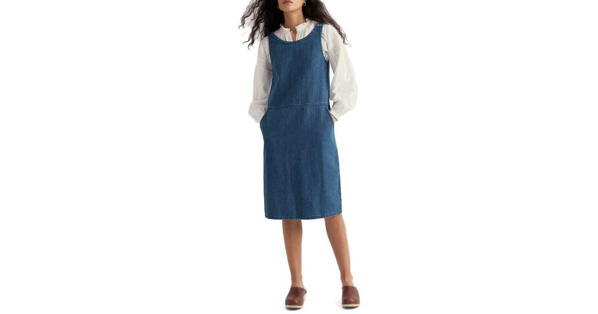 Seasalt Cornwall Salt Weave Denim Pinafore Dress in Blue | Lyst