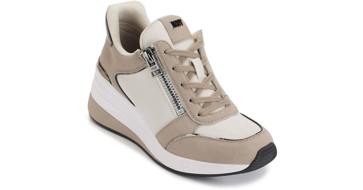 DKNY Kaden Wedge Sneaker in White | Lyst