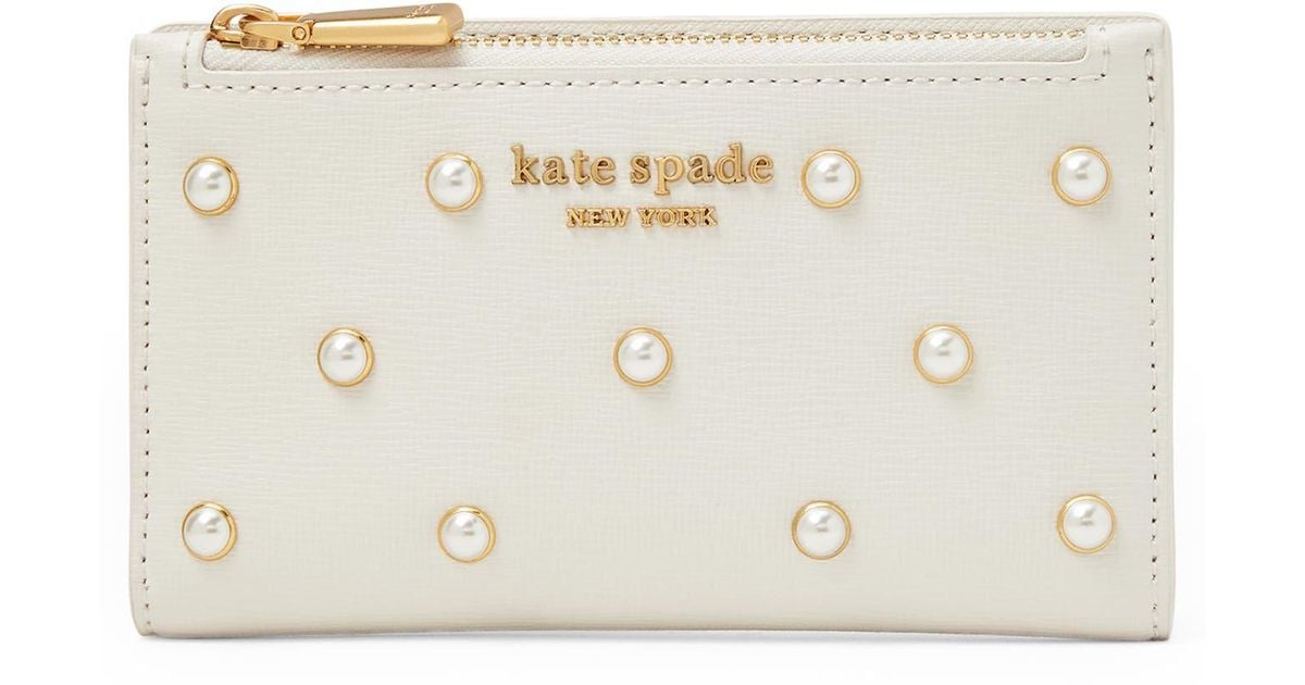 Kate Spade Imitation Pearl Small Slim Leather Bifold Wallet in