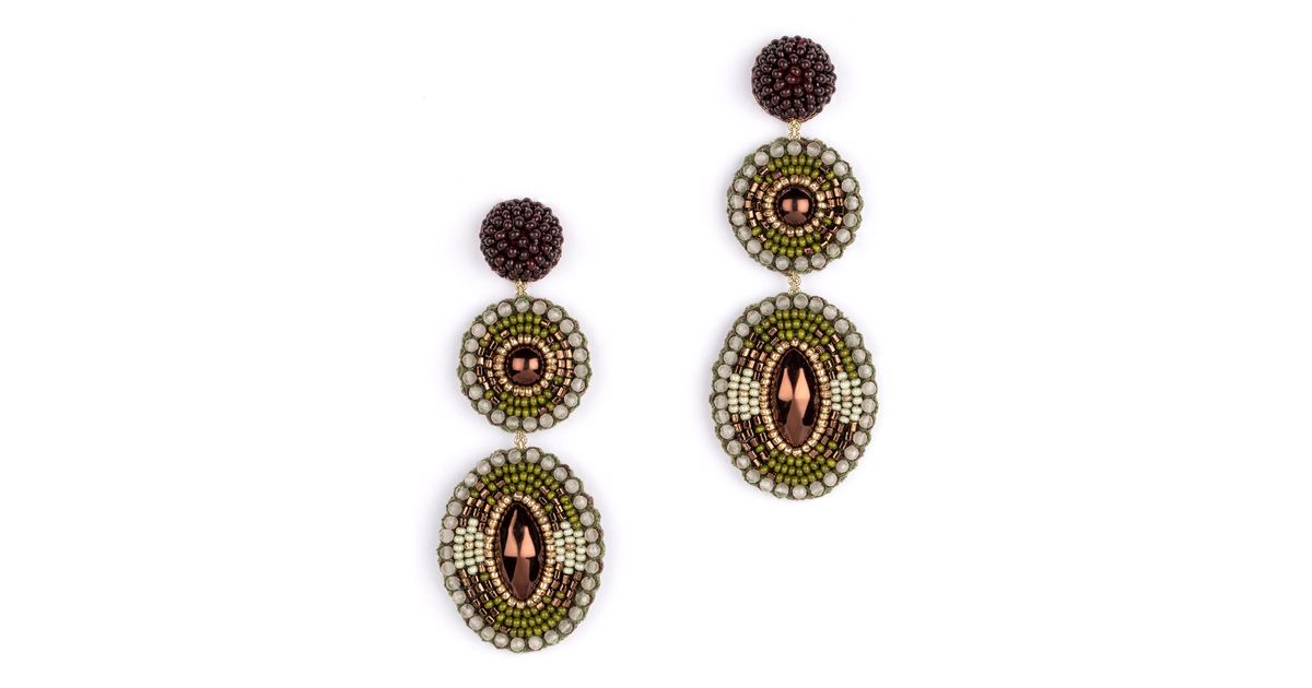 Deepa Gurnani Danya Drop Earrings in Green | Lyst