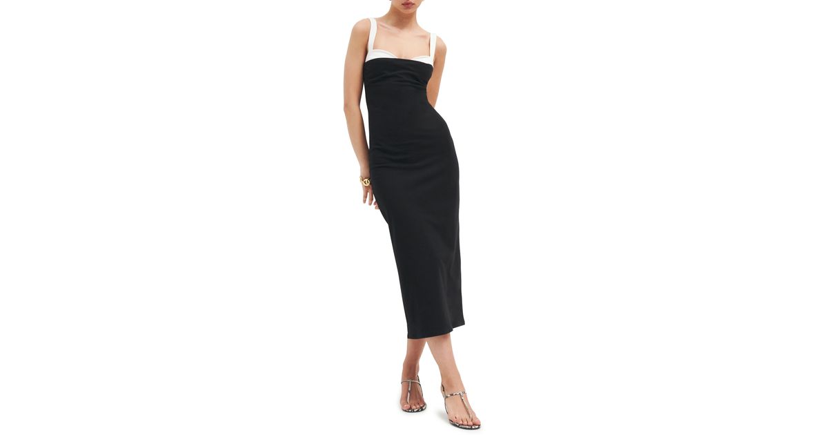 Reformation Nelle Organic Cotton Blend Body-con Dress in Black | Lyst