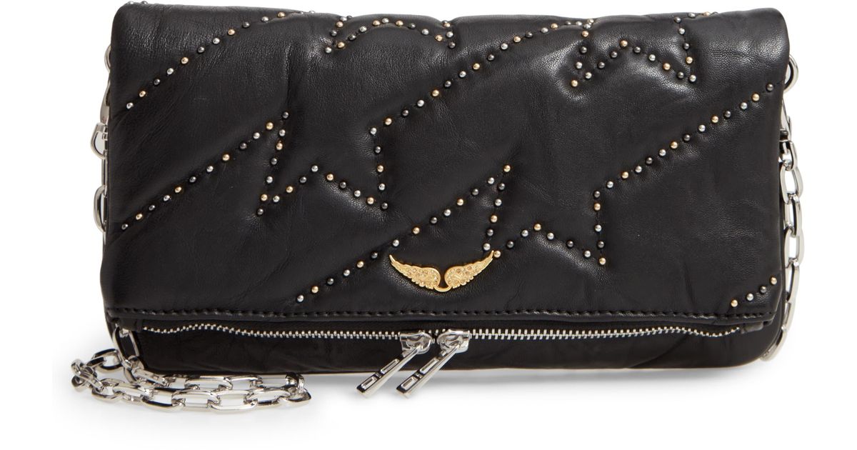 Zadig & Voltaire Rocky Studded Leather Shoulder Bag in Black Lyst