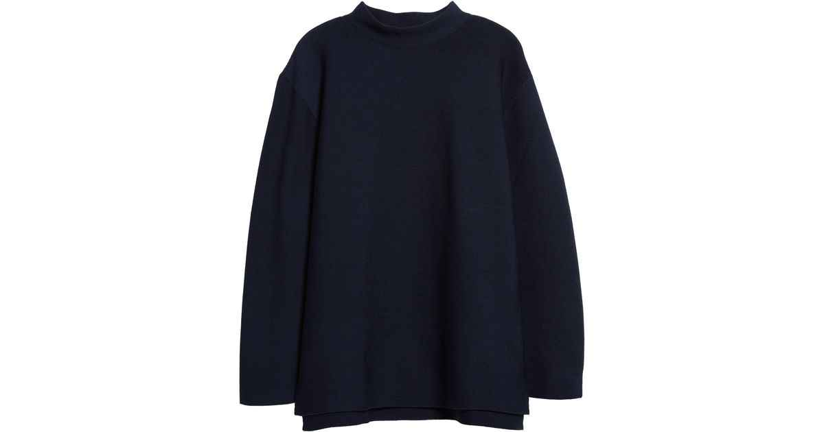 CFCL Garter Mock Neck Long Sleeve T-shirt in Blue | Lyst