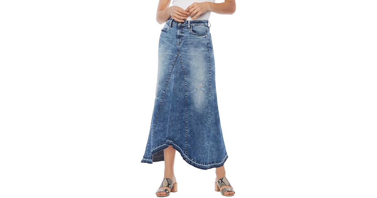 Wash Lab Denim Selma Pieced Denim Midi Skirt in Blue Lyst