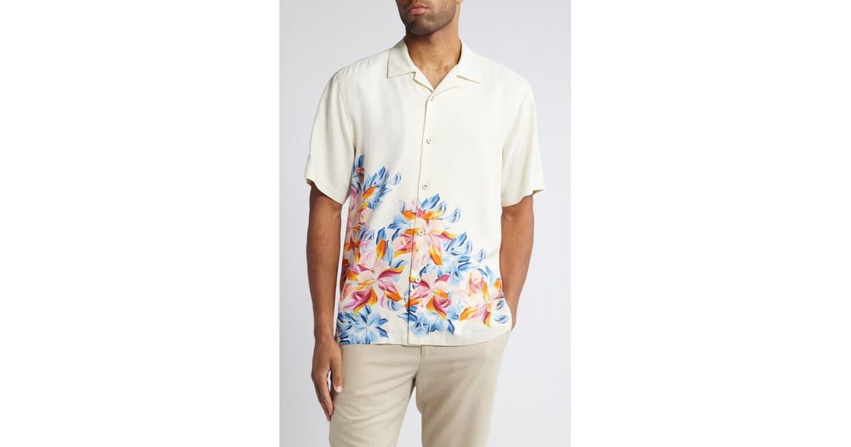 Tommy Bahama Paradise Petals Silk Camp Shirt in White for Men | Lyst