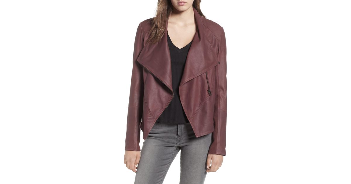 Lamarque Purple Asymmetrical Zip Front Leather Cascade Jacket Lyst