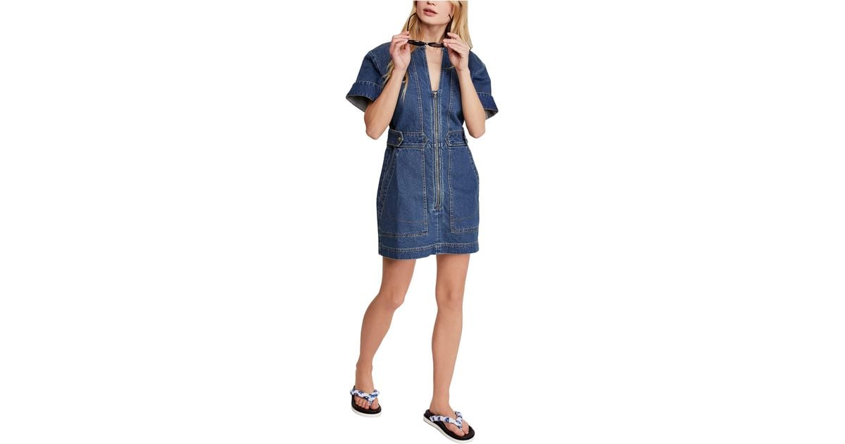 Free people dream on denim mini dress hotsell